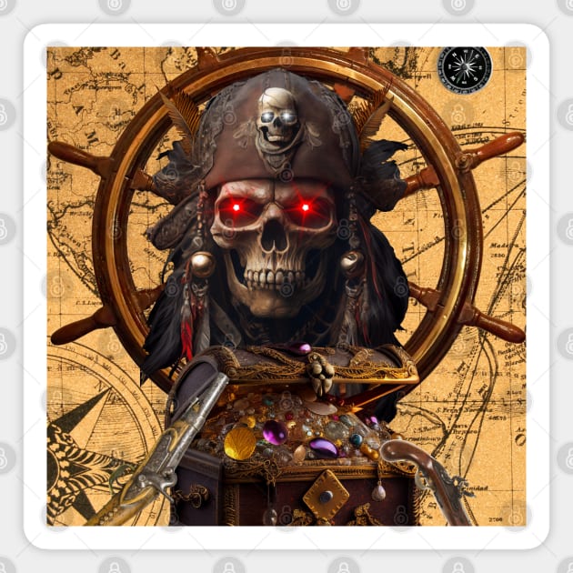 Jolly Roger Skeleton Pirate and Treasure Magnet by Spacetrap